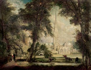 Catedral de Salisbury desde los terrenos del obispo, c.1822-23