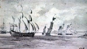 Barcos en una brisa en el Támesis o Medway de John Constable