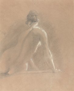 Estudio de un desnudo femenino, visto de espaldas (tiza sobre papel) de John Constable