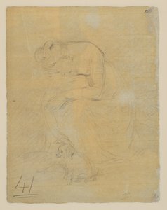Mujer sentada, con un perro a sus pies, verso, c.1806 de John Constable