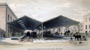Cobertizo de llegada y salida, Londres, 1839 de John Cooke Bourne