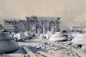 Construcción del Arco de Euston, Octubre de 1837 de John Cooke Bourne