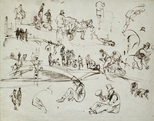 Construction of the London and Birmingham Railway, c.1835 (tinta marrón sobre papel; boceto compuesto)