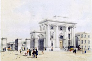Entrada a la estación de Birmingham, 1838-39 de John Cooke Bourne