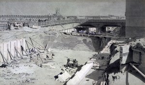 Puente de la Carretera de Hampstead, desde el lado de Camden, 16 de Agosto de 1836 de John Cooke Bourne