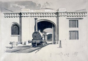 Casa de máquinas locomotoras, Camden Town, 1839 de John Cooke Bourne