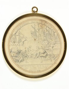 Diseño para una medalla para conmemorar la Institución de la Compañía del Mar del Sur de John Croker
