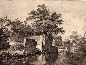Frente de The New Mills, pub. por J. & W. Freeman en 1821 de John Crome