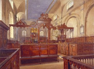 Interior de la Iglesia de All Hallows the Great, Ciudad de Londres, 1884 de John Crowther