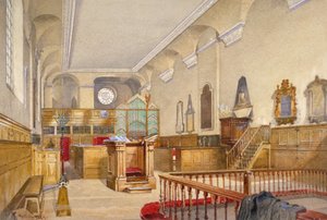 Vista interior de la iglesia de San Miguel, Wood Street, Ciudad de Londres, 1888 de John Crowther