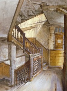 Vista interior de una escalera en una casa en White Lion Court, Westminster, Londres, 1880 de John Crowther