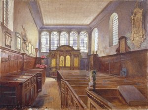 Vista interior de la Iglesia de San Mateo, Friday Street, Ciudad de Londres, 1881 de John Crowther