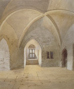 Vista interior de la prisión en la Torre Bowyer, Torre de Londres, Stepney, Londres de John Crowther