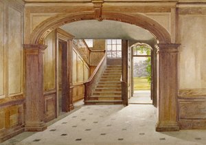 Vista interior mostrando la escalera en Fairfax House, High Street, Putney, Londres de John Crowther