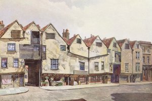 Londres perdido: Ancient Tenements in Bermondsey Street (litografía en color) de John Crowther