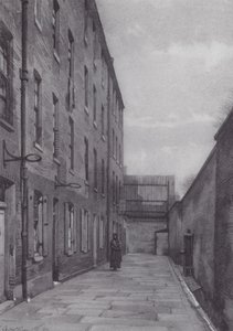 Londres perdido: Marshalsea Place, Parte de la Prisión de Deudores (litografía) de John Crowther
