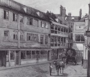 Londres perdido: Yard of the George Inn, Borough (litografía) de John Crowther