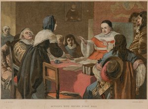 La esposa de Bunyan ante el juez Hale de John Dawson Watson