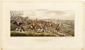 Una lucha por el inicio, lámina uno de La caza de Leicestershire de John Dean Paul