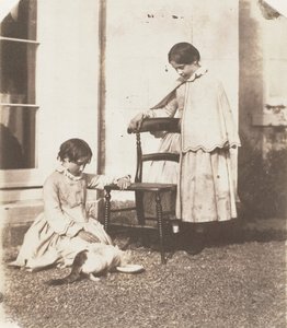 Alimentando al pobre gato, 1853-56 de John Dillwyn Llewelyn