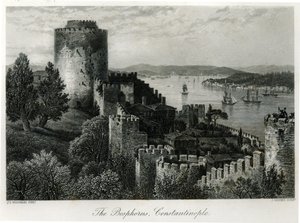 El Bósforo, Constantinopla, grabado por J. Godfrey de John Douglas Woodward