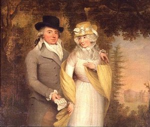 Retrato de un caballero y su esposa en un parque de John Downman