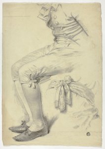 Figura sentada y esbozo de faja atada alrededor del torso de John Downman