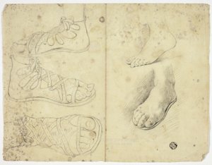 Dos pies descalzos y tres con sandalias de John Downman