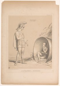 Spotprent conoció a Sir Robert Peel Alejandro y Diógenes (título sobre el objeto) Bocetos HB (título de la serie en el objeto) de John Doyle