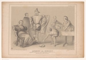 Spotprent se reunió con el primer ministro Robert Peel y Joseph Hume Catalina y Petrucho. Diseñado por el Sr. D