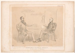 Spotprent op koninklijke huwelijken Práctica bastante aguda en diplomacia, O una curiosa ilustración de la Entente Cordiale (título sobre objeto) Bocetos HB (título de la serie en el objeto)