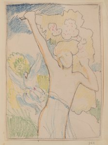 Sin título [Figura femenina y palomas] de John Duncan
