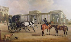 El Sr. Massey Stanley con cabriolé y caballos en Hyde Park Corner, 1833 de John E. Ferneley