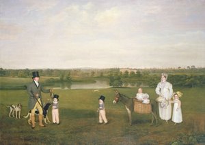 William Hetton Cooke con su esposa e hijos en Worleston Rookery, Chester