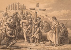 La Primera Predicación del Cristianismo en Gran Bretaña, c. 1900 de John Easton