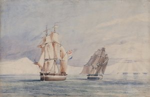 Buques H.M. Erebus y Terror en el Mar de Ross de John Edward Davis