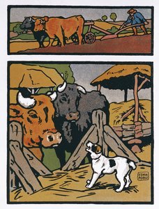 Ilustración de El perro y la vaca, de las "Fábulas" de Jean de La Fontaine (1621-95) (grabado en color) de John Edwin Noble