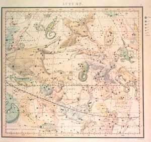 Carta celeste: Otoño, con los signos del zodíaco y la posición de las estrellas (grabado) de John Emslie