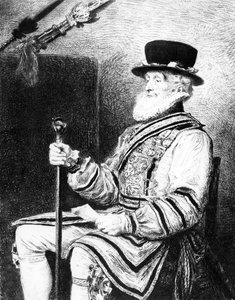 El Yeoman de la Guardia, grabado por Charles Waltner de John Everett (after) Millais