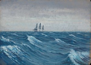 Un velero, finales del siglo XIX - mediados del siglo XX (óleo sobre papel) de John Everett