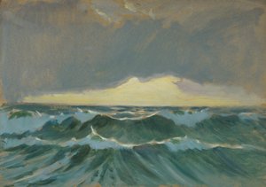 Paisaje marino, Finales del siglo XIX - mediados del siglo XX (óleo sobre papel) de John Everett