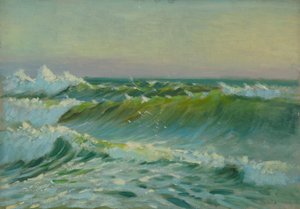 Paisaje marino, Finales del siglo XIX - mediados del siglo XX (óleo sobre papel) de John Everett
