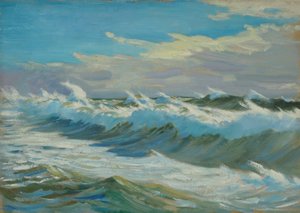 Paisaje marino, Finales del siglo XIX - mediados del siglo XX (óleo sobre papel) de John Everett