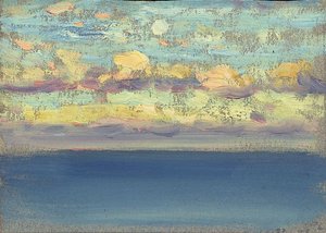 Paisaje marino, principios-mediados del siglo XX (óleo sobre papel)