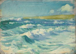 Paisaje marino, finales del siglo XIX - mediados del siglo XX (óleo sobre papel) de John Everett