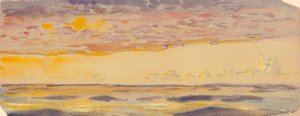 Paisaje marino, mar amarillo y nubes moradas, finales del siglo XIX - mediados del siglo XX (acuarela, pastel) de John Everett