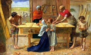 Jesús en la casa de sus padres (El taller del carpintero) de John Everett Millais