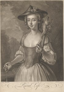 Una chica hilando hilo de John Faber the younger