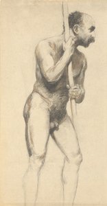 Desnudo masculino con un poste de John Ferguson Weir