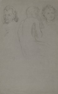 Dos estudios de retrato y un desnudo masculino, sentado de John Ferguson Weir